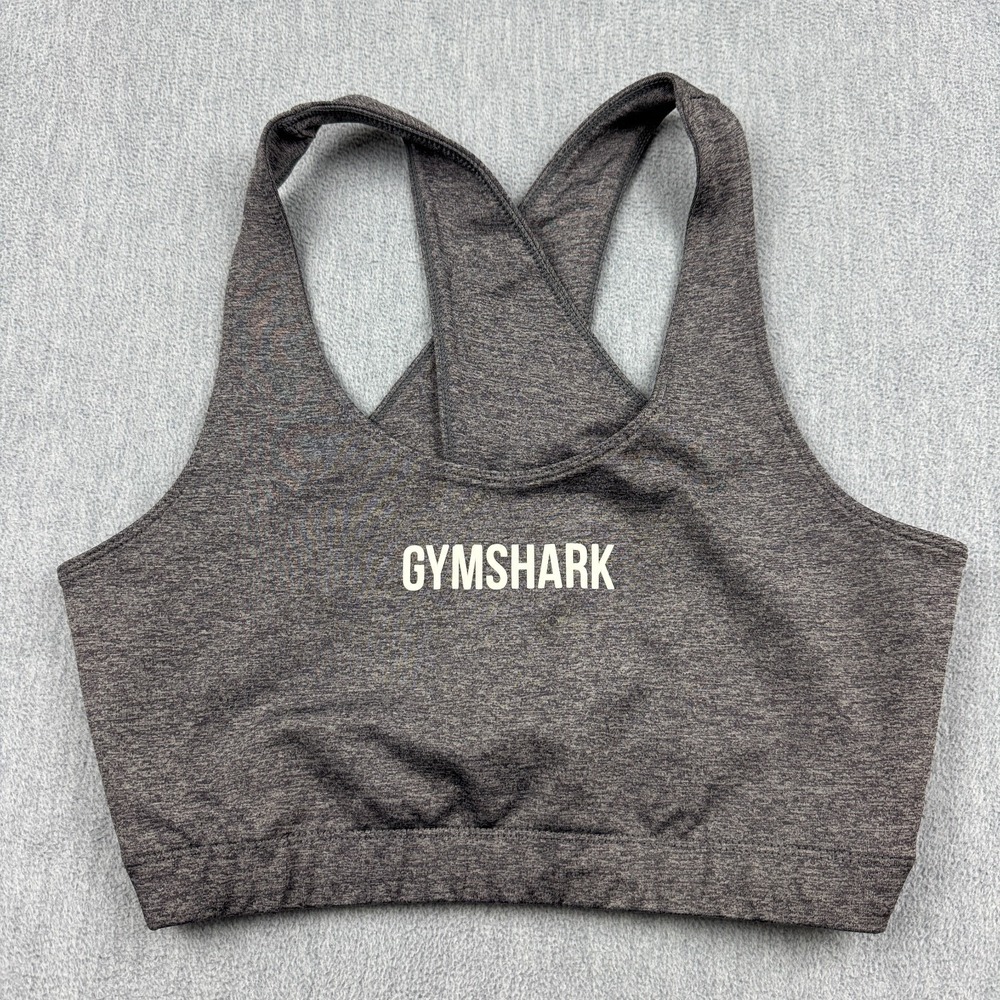 Gymshark Sports Bra Women XS Gray Heathered Seamless  Criss Cross Yoga Athletic‎